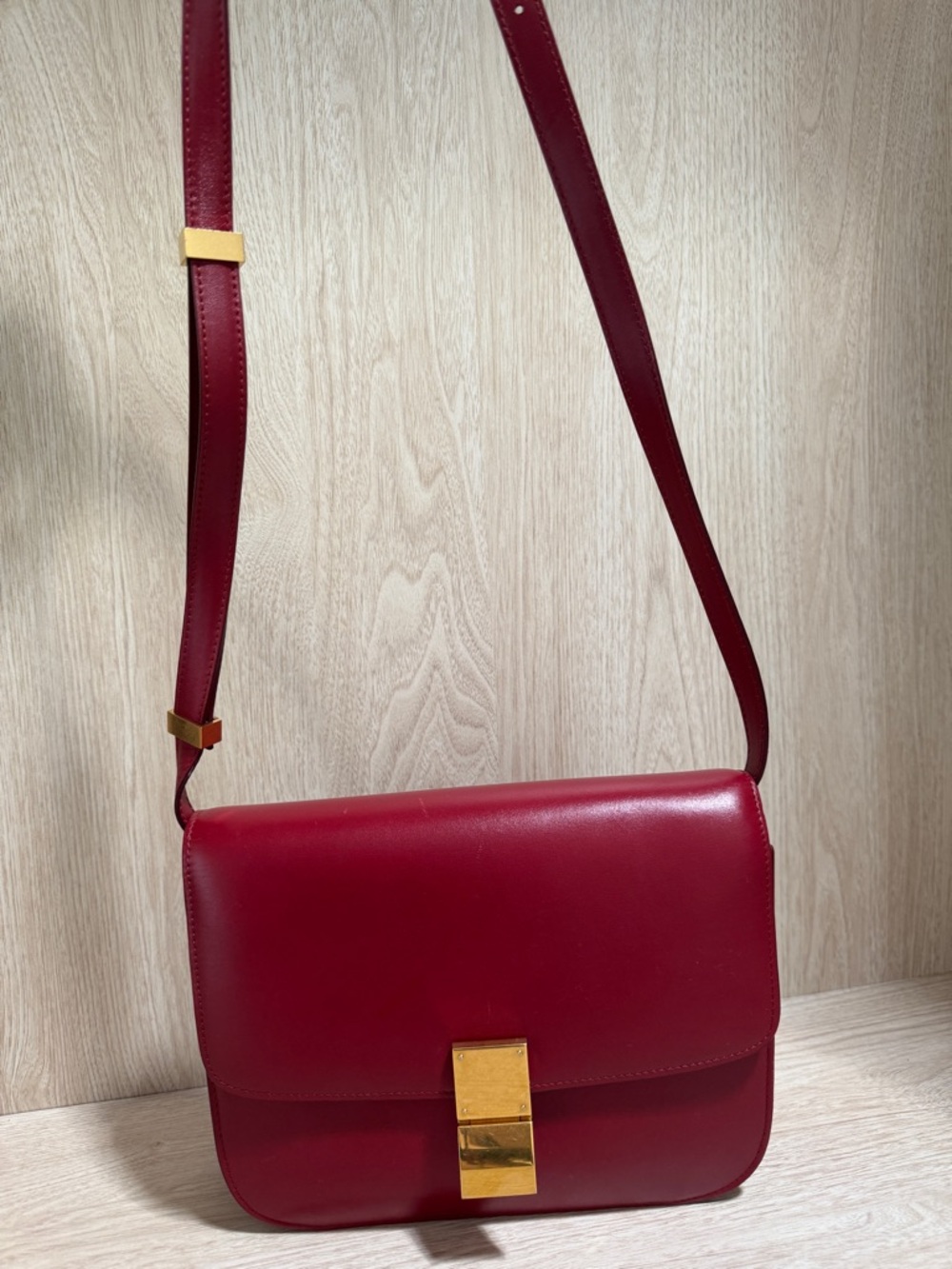 Celine Red Leather Box Bag with Gold Hardware - Picture 8 of 9